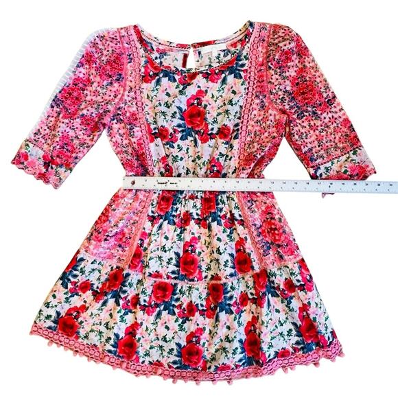 LoveShackFancy Women’s Sz M Novalie Dress in Rush of Red Mini Floral Lace - Picture 14 of 16
